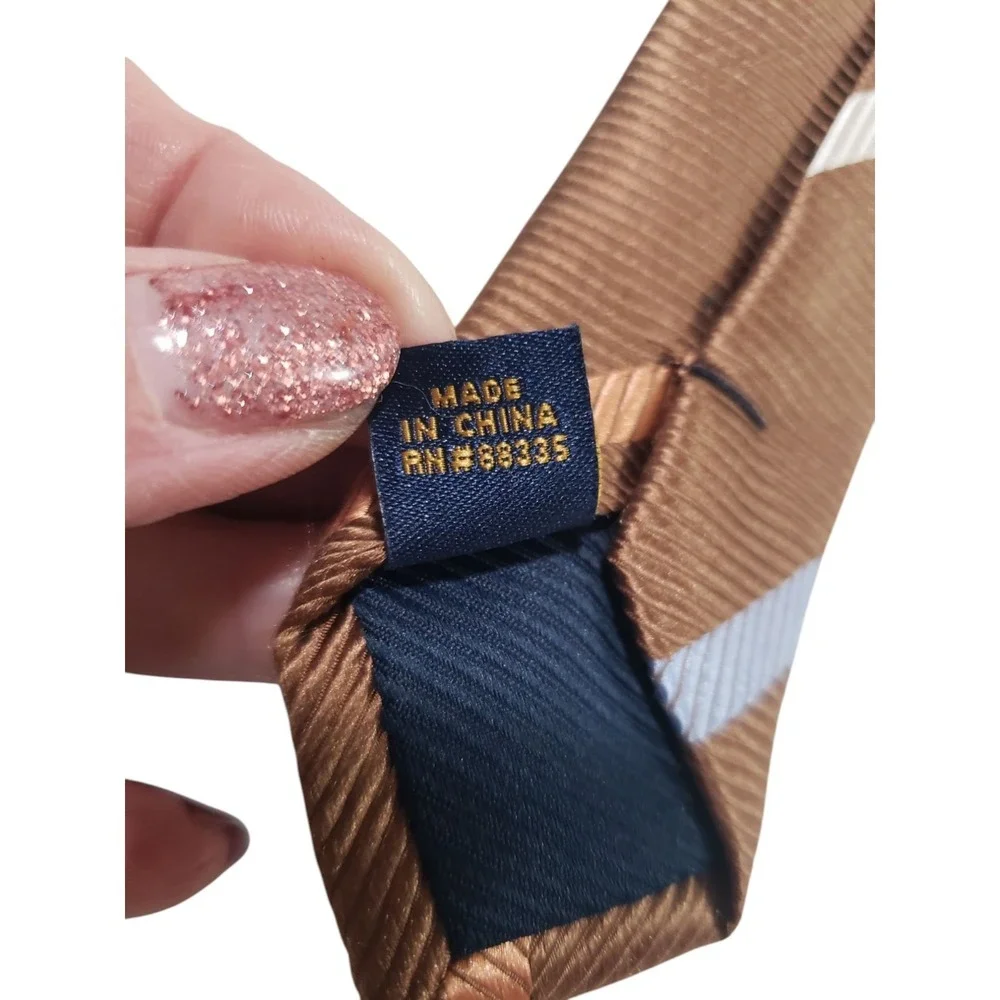 Henry Jacobson REPP Mens Tie Necktie‎ Designer Luxury Handmade Brown Stripes